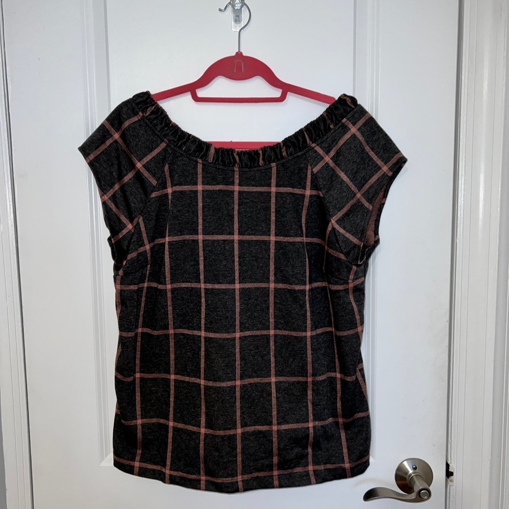 Window pane charcoal and rose top XL
